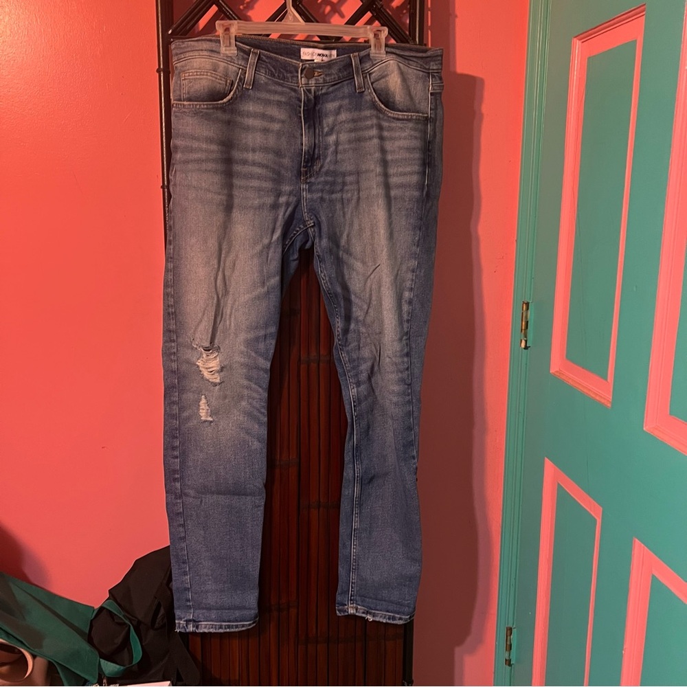 Fashion Nova Distressed Blue Slim Jeans